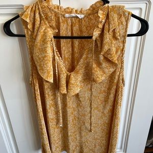 Pastel Yellow and White Sleeveless Blouse